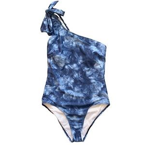 Marina West Swim One Piece One Shoulder Tie Dye Blue Swimsuit Size Medium
